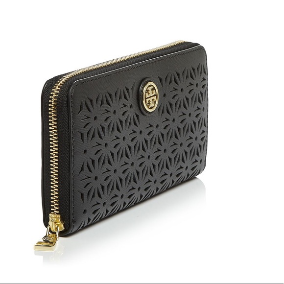 TORY BURCH Robinson Floral Perforated Wallet - Picture 2 of 8